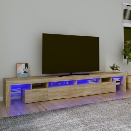 Tv Skapītis Ar Led Apgaismojumu, Ozolkoka Krāsa, 260X36,5X40 Cm Vidaxl