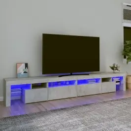 Tv Skapītis Ar Led Apgaismojumu, Betona Pelēks, 260X36,5X40 Cm Vidaxl