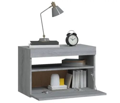 Naktsskapītis Ar Led, Pelēka Ozolkoka Krāsa, 60X35X40 Cm Vidaxl