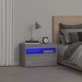 Naktsskapītis Ar Led, Pelēka Ozolkoka Krāsa, 60X35X40 Cm Vidaxl