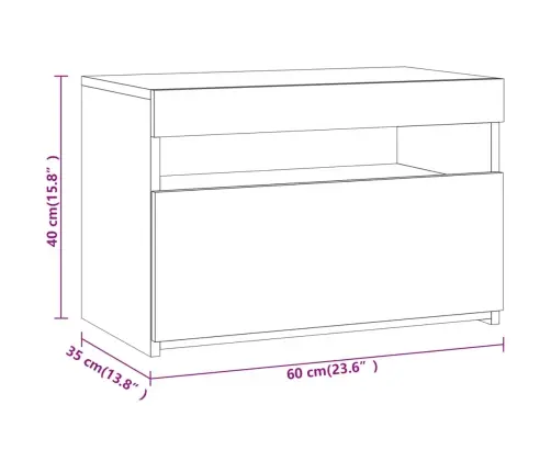Naktsskapīši Ar Led, 2 Gab., Pelēka Ozolkoka Krāsa, 60X35X40 Cm Vidaxl