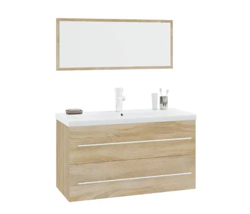 3-Daļīgs Vannasistabas Mēbeļu Komplekts, Ozolkoka Krāsa Vidaxl