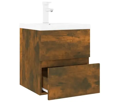 Praustuvo Spintelė Su Praustuvu, Dūminio Ąžuolo, Mediena