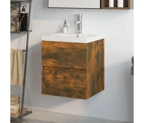 Praustuvo Spintelė Su Praustuvu, Dūminio Ąžuolo, Mediena