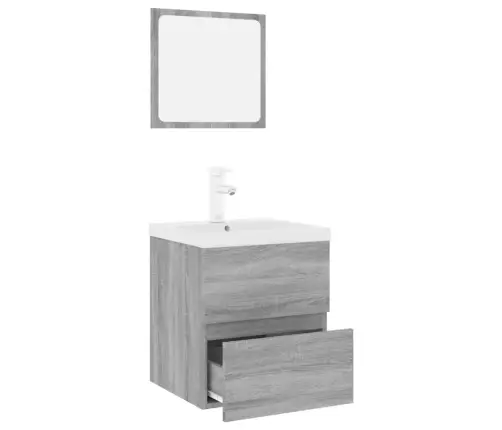 Vannasistabas Mēbeļu Komplekts, Pelēka Ozola, Inženierijas Koks Vidaxl Vannasistabas Mēbeļu Komplekts, Pelēka Ozola, Inženierijas Koks Vidaxl