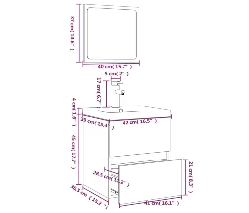 Vannasistabas Mēbeļu Komplekts, Pelēka Ozola, Inženierijas Koks Vidaxl Vannasistabas Mēbeļu Komplekts, Pelēka Ozola, Inženierijas Koks Vidaxl