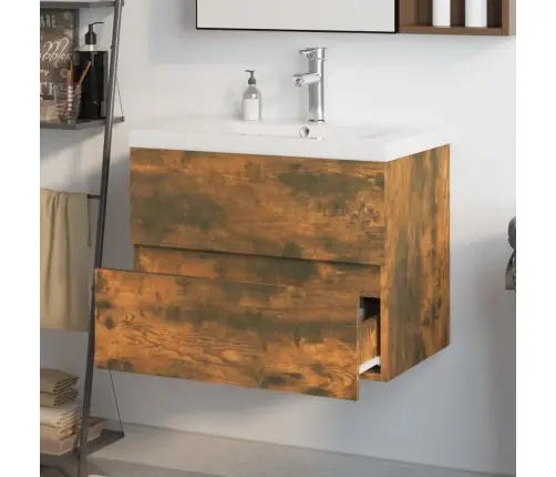 Skapītis Ar Iebūvētu Izlietni, Ozola Krāsa, Inženierijas Koks Vidaxl