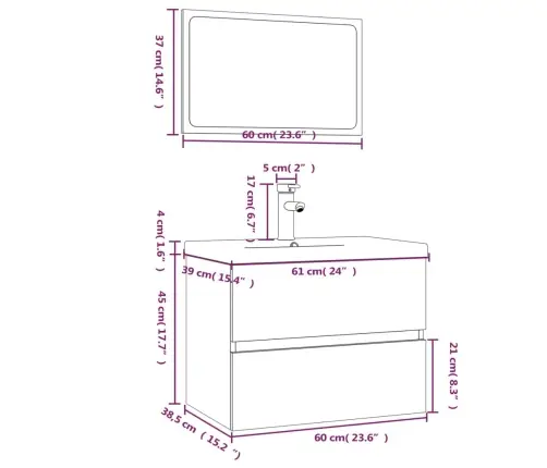Vannasistabas Mēbeļu Komplekts, Ozola Krāsa, Inženierijas Koks Vidaxl Vannasistabas Mēbeļu Komplekts, Ozola Krāsa, Inženierijas Koks Vidaxl