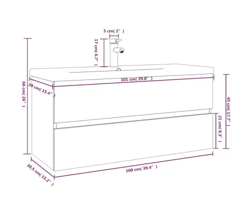 Skapītis Ar Iebūvētu Izlietni, Pelēka Ozola, Inženierijas Koks Vidaxl