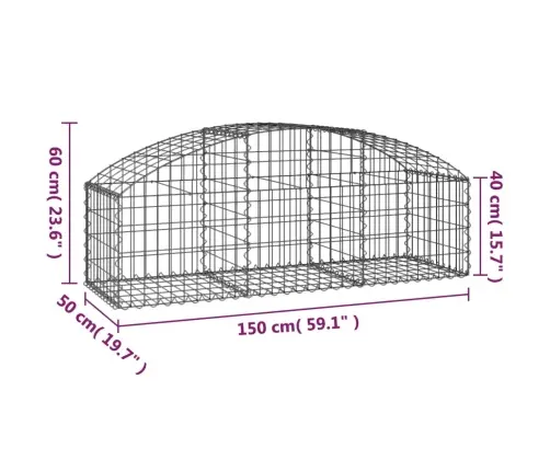 Kaarekujuline Gabioonkorv, 150X50X40/60 cm Tsingitud Raud
