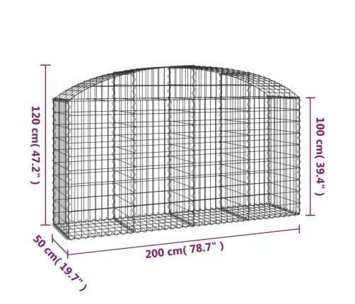 Arkveida Gabiona Grozs, 200X50X100/120 Cm, Cinkota Dzelzs Vidaxl