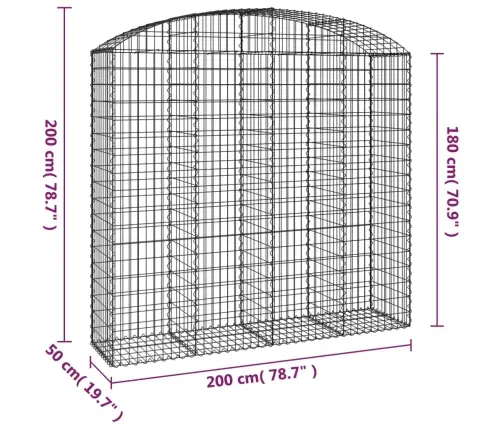 Kaarekujuline Gabioonkorv, 200X50X180/200 cm Tsingitud Raud