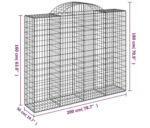 Arkveida Gabiona Grozs, 200X50X160/180 Cm, Cinkota Dzelzs Vidaxl