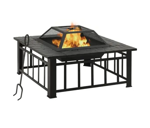 Ugunskura Trauks Ar Kruķi, 79X79X46,5 Cm, Xxl, Tērauds Vidaxl