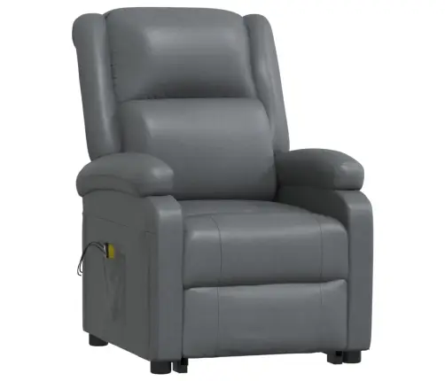 Atsistojantis Masažinis Krėslas, Pilkos Spalvos, Dirbtinė Oda