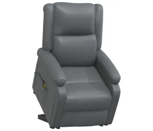 Atsistojantis Masažinis Krėslas, Pilkos Spalvos, Dirbtinė Oda