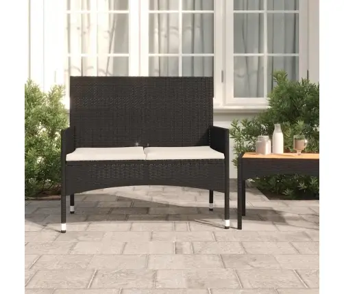 Divvietīgs Dārza Sols Ar Matračiem, Melna Pe Rotangpalma Vidaxl