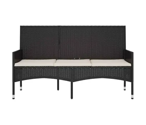 Trīsvietīgs Dārza Sols Ar Matračiem, Melna Pe Rotangpalma Vidaxl