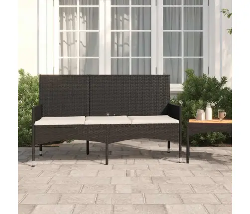 Trīsvietīgs Dārza Sols Ar Matračiem, Melna Pe Rotangpalma Vidaxl