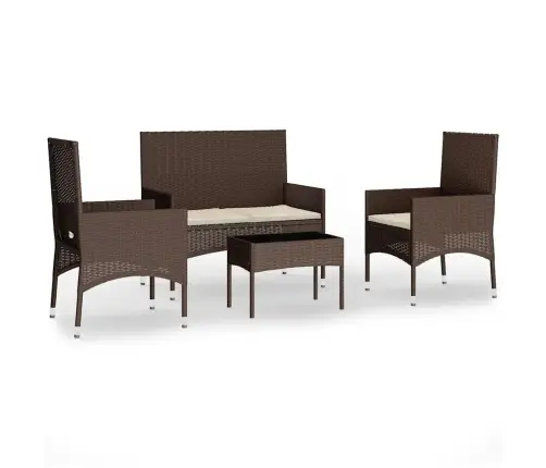 4-Daļīgs Dārza Atpūtas Mēbeļu Komplekts, Brūna Pe Rotangpalma Vidaxl