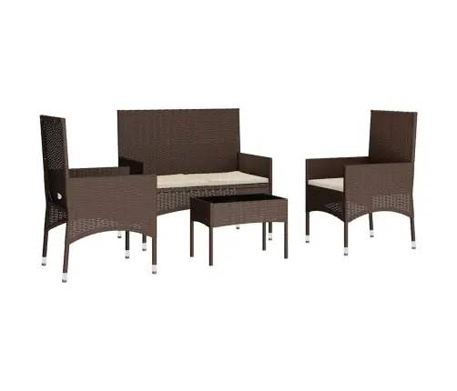 4-Daļīgs Dārza Atpūtas Mēbeļu Komplekts, Brūna Pe Rotangpalma Vidaxl