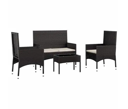 4-Daļīgs Dārza Atpūtas Mēbeļu Komplekts, Melna Pe Rotangpalma Vidaxl
