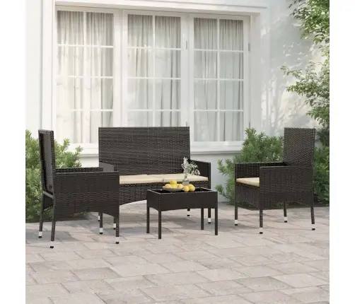 4-Daļīgs Dārza Atpūtas Mēbeļu Komplekts, Melna Pe Rotangpalma Vidaxl