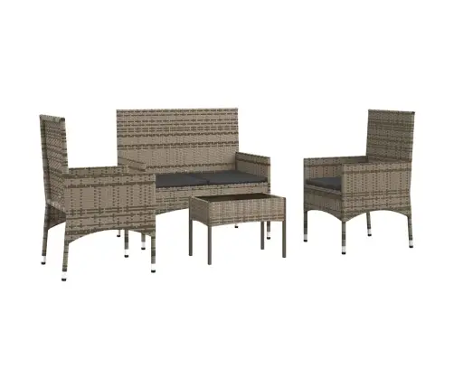 4-Osaline Aiamööblikomplekt Patjadega, Hall, Polürotang