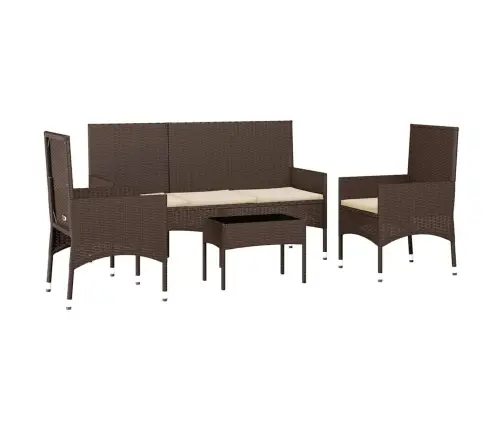 4-Daļīgs Dārza Atpūtas Mēbeļu Komplekts, Brūna Pe Rotangpalma Vidaxl