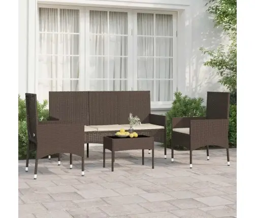 4-Daļīgs Dārza Atpūtas Mēbeļu Komplekts, Brūna Pe Rotangpalma Vidaxl