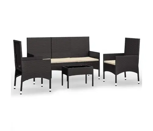 4-Daļīgs Dārza Atpūtas Mēbeļu Komplekts, Melna Pe Rotangpalma Vidaxl