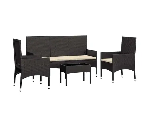 4-Daļīgs Dārza Atpūtas Mēbeļu Komplekts, Melna Pe Rotangpalma Vidaxl