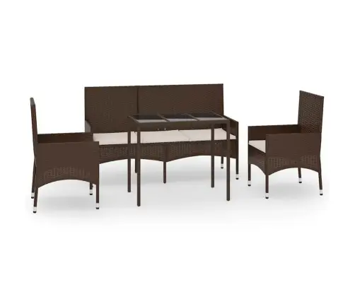 Sodo Komplektas Su Pagalvėlėmis, 4 Dalių, Rudas, Poliratanas