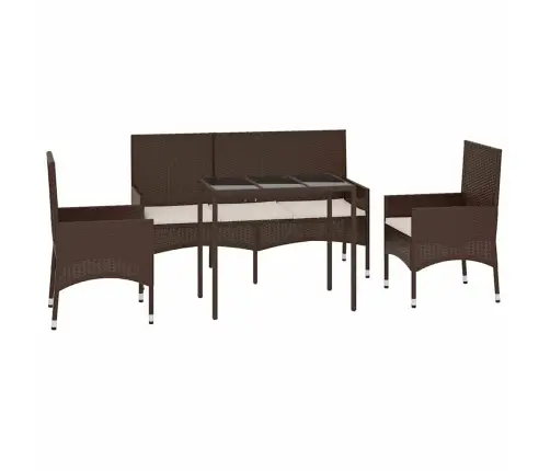 Sodo Komplektas Su Pagalvėlėmis, 4 Dalių, Rudas, Poliratanas