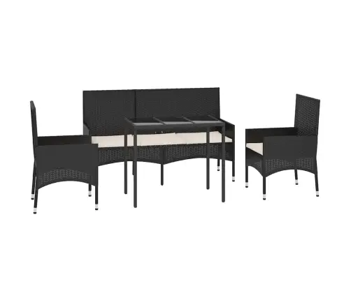 Sodo Komplektas Su Pagalvėlėmis, 4 Dalių, Juodas, Poliratanas