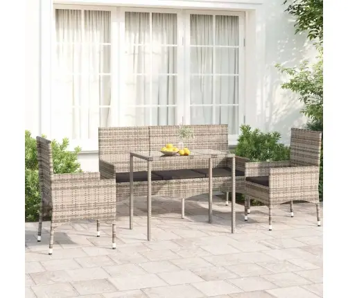 4-Daļīgs Dārza Atpūtas Mēbeļu Komplekts, Pelēka Pe Rotangpalma Vidaxl