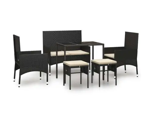 6-Daļīgs Dārza Atpūtas Mēbeļu Komplekts, Melna Pe Rotangpalma Vidaxl