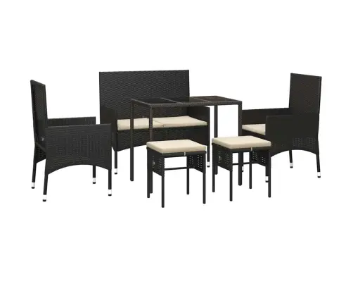 6-Daļīgs Dārza Atpūtas Mēbeļu Komplekts, Melna Pe Rotangpalma Vidaxl