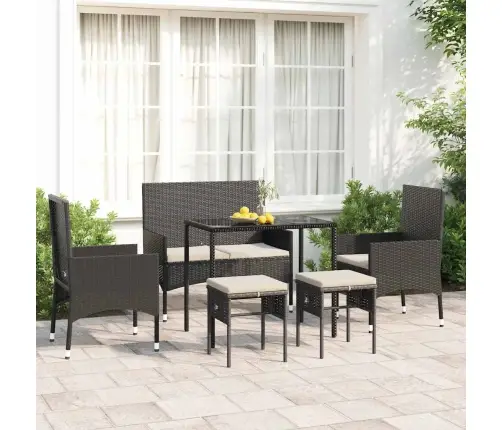 6-Daļīgs Dārza Atpūtas Mēbeļu Komplekts, Melna Pe Rotangpalma Vidaxl