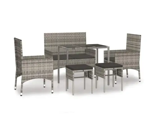 6-Osaline Aiamööbli Komplekt Patjadega, Hall, Polürotang