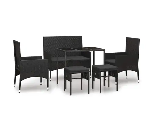 6-Daļīgs Dārza Atpūtas Mēbeļu Komplekts, Melna Pe Rotangpalma Vidaxl