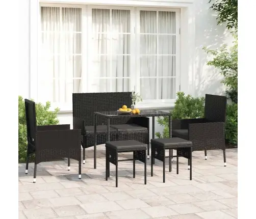 6-Daļīgs Dārza Atpūtas Mēbeļu Komplekts, Melna Pe Rotangpalma Vidaxl