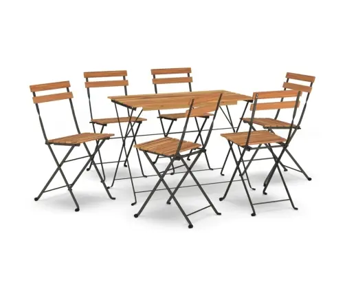 7-Daļīgs Bistro Mēbeļu Komplekts, Saliekams, Akācijas Masīvkoks Vidaxl