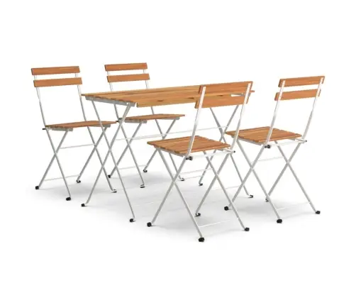 5-Daļīgs Bistro Mēbeļu Komplekts, Saliekams, Akācijas Masīvkoks Vidaxl