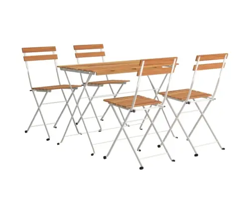 5-Daļīgs Bistro Mēbeļu Komplekts, Saliekams, Akācijas Masīvkoks Vidaxl