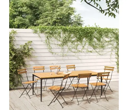 Saliekami Dārza Krēsli, 8 Gab., Tērauds Un Akācijas Masīvkoks Vidaxl