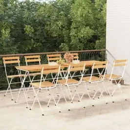 Saliekami Bistro Krēsli, 8 Gab., Akācijas Masīvkoks Un Tērauds Vidaxl