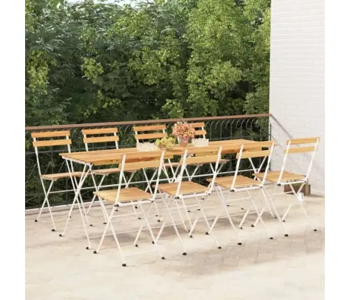 Saliekami Bistro Krēsli, 8 Gab., Akācijas Masīvkoks Un Tērauds Vidaxl