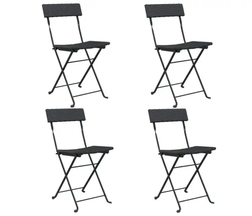 Saliekami Bistro Krēsli, 4 Gab., Melni, Pe Rotangpalma, Tērauds Vidaxl