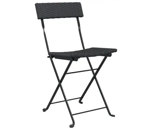 Saliekami Bistro Krēsli, 4 Gab., Melni, Pe Rotangpalma, Tērauds Vidaxl